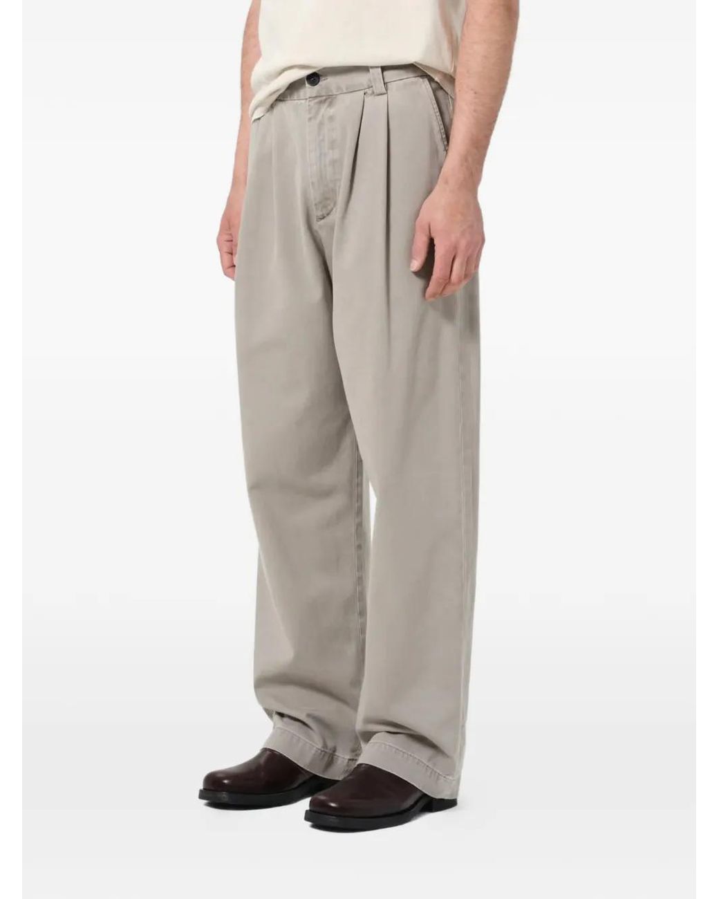 Agolde White Pantalon Droit Slater En Coton À Plis for men