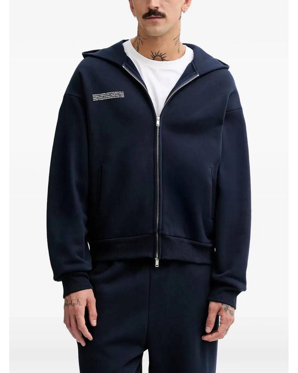 PANGAIA Blue Zip-Up Hoodie
