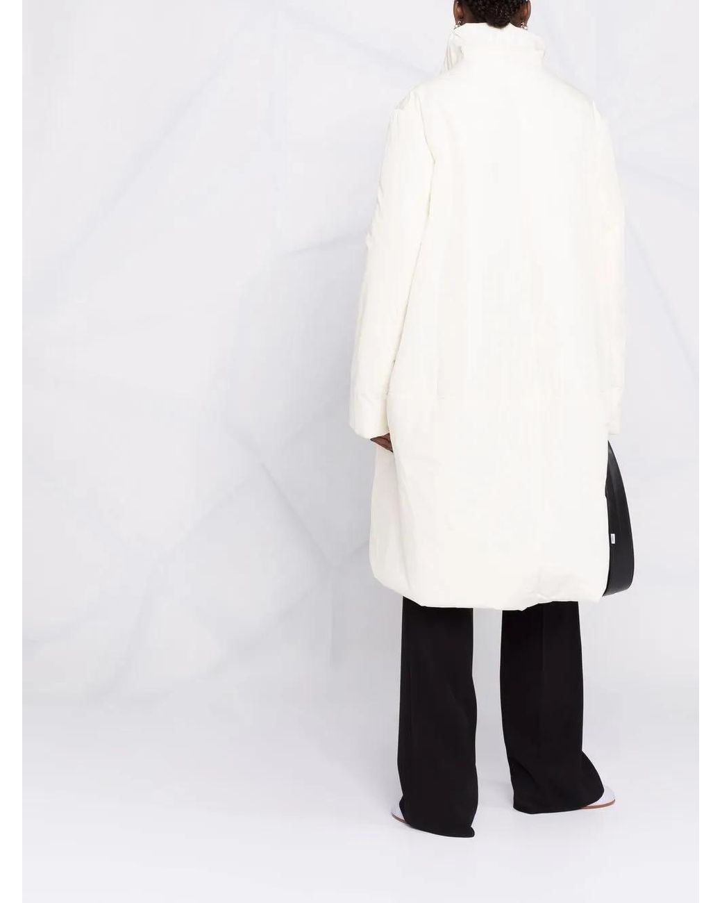 Nina Ricci White Taffeta Padded Cocoon Coat