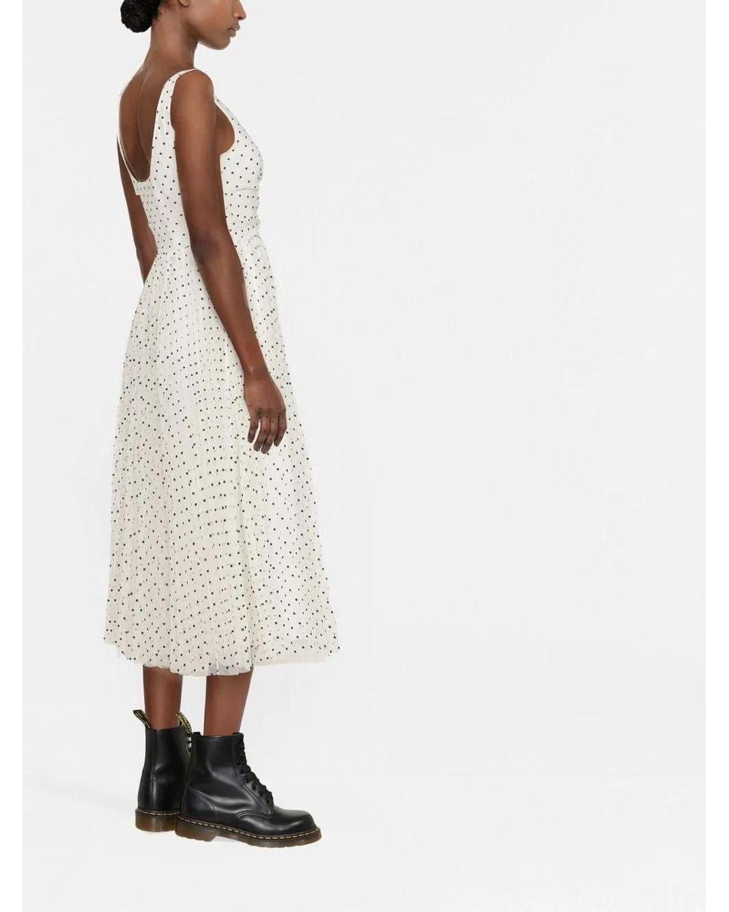 RED Valentino White Polka Dot Flared Dress