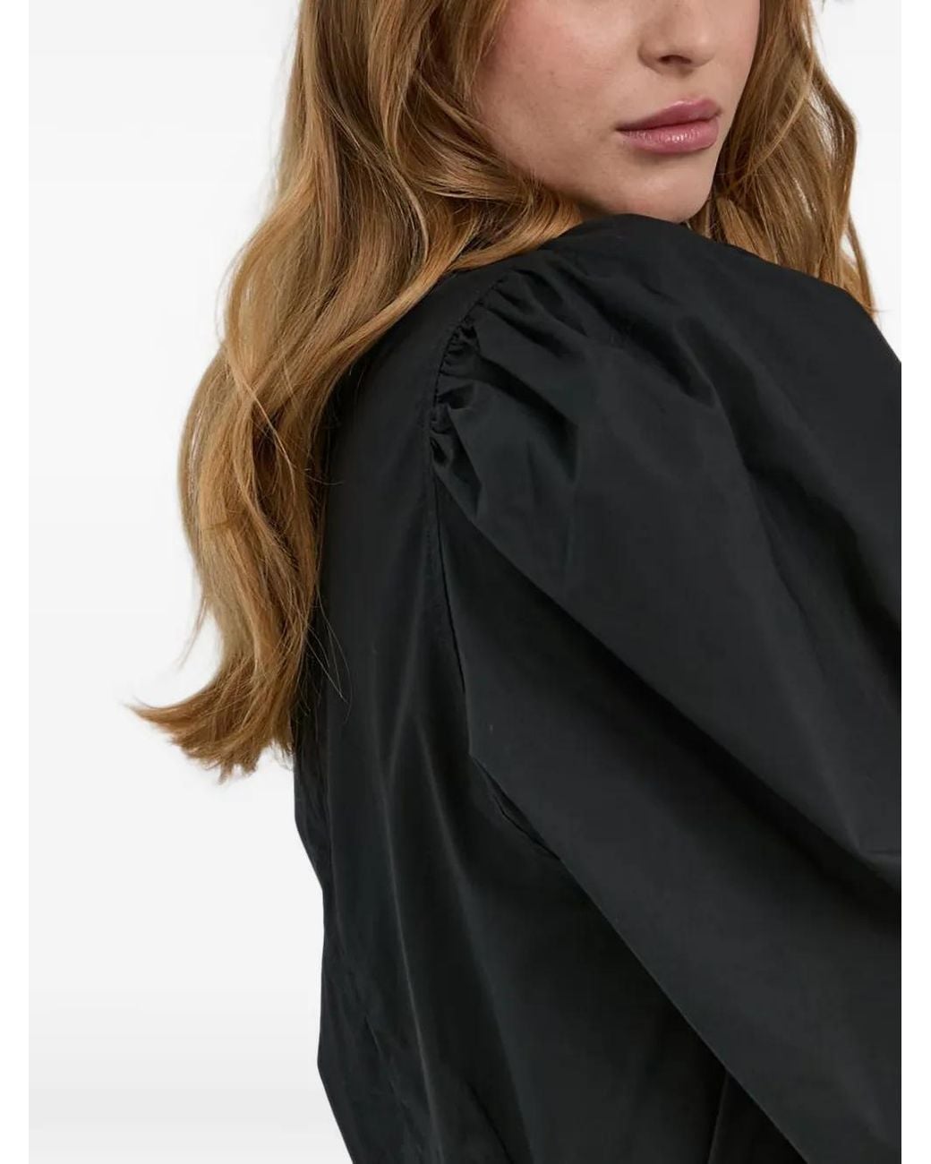 Samsøe & Samsøe Black Puff-Sleeve Midi Dress