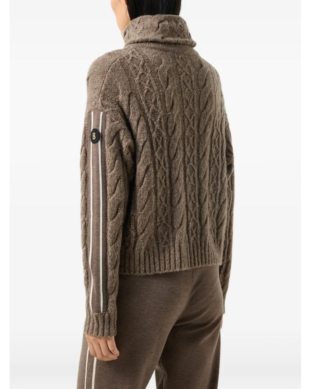 Bogner Brown Lotta Cable-Knit Cardigan