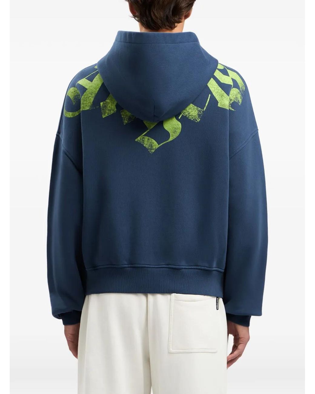 Palm Angels Blue Big Neck Logo Zip Hoodie for men