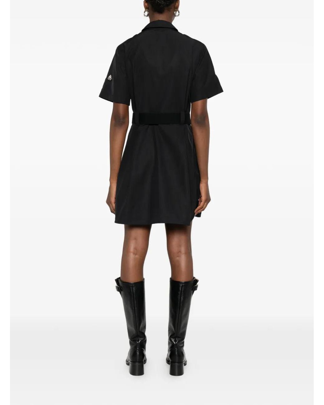 Moose Knuckles Black Zip-Up Belted Mini Dress