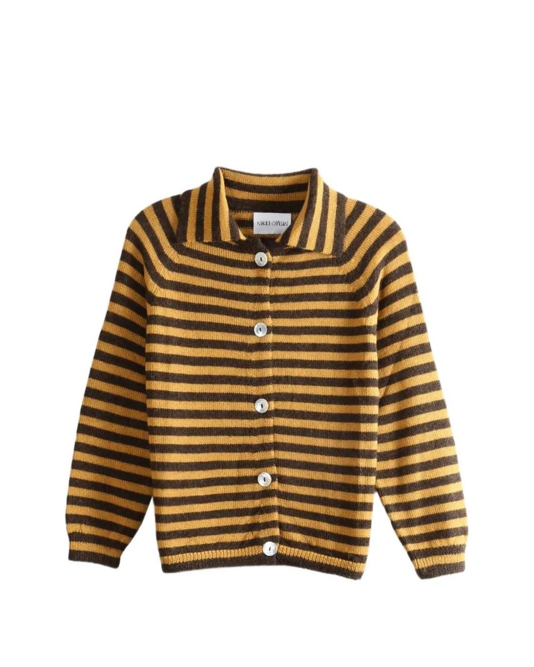 Nikki Chasin Metallic Sutton Striped Raglan-Sleeve Cardigan