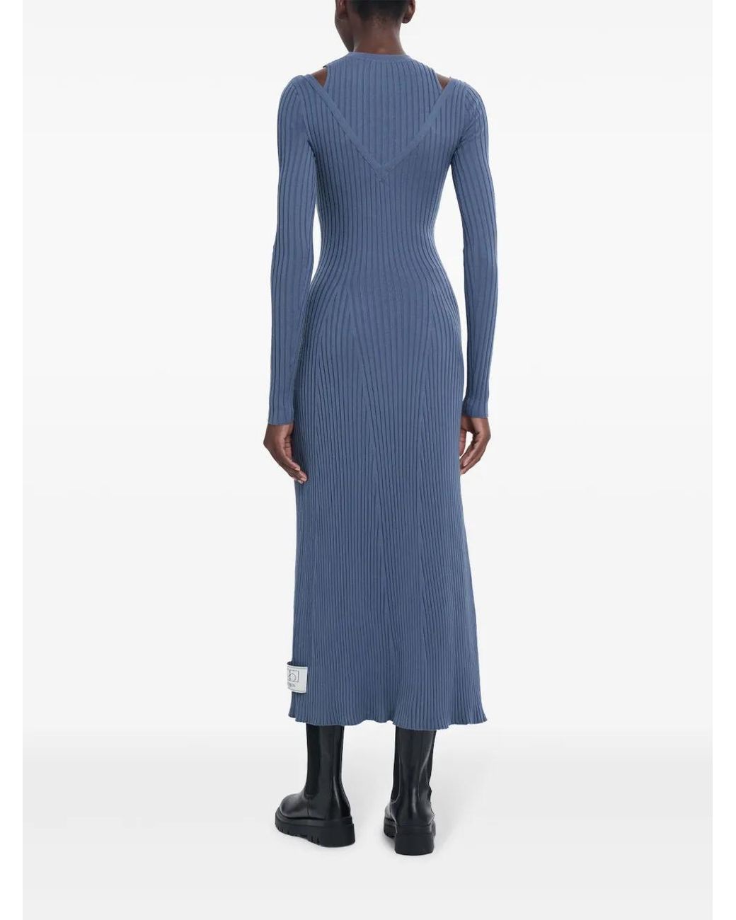 Ports 1961 Blue Cut-Out Knitted Dress