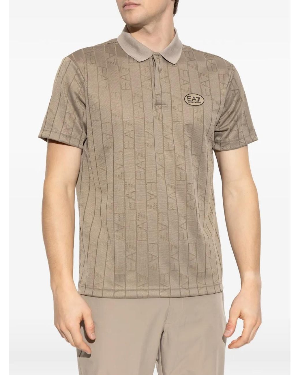 EA7 Natural Monogram-Pattern Polo Shirt for men