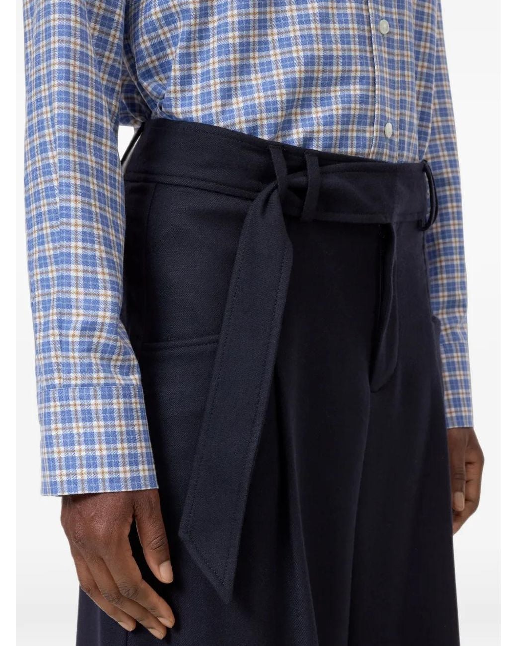 Closed Blue Wes Belted Wide-Leg Trousers