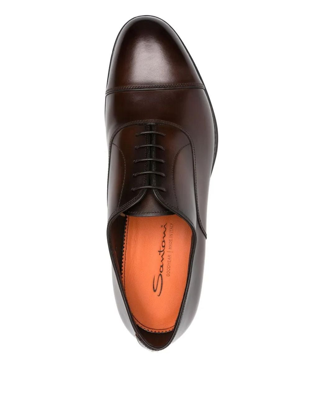 Santoni Brown Leather Oxford Shoes for men