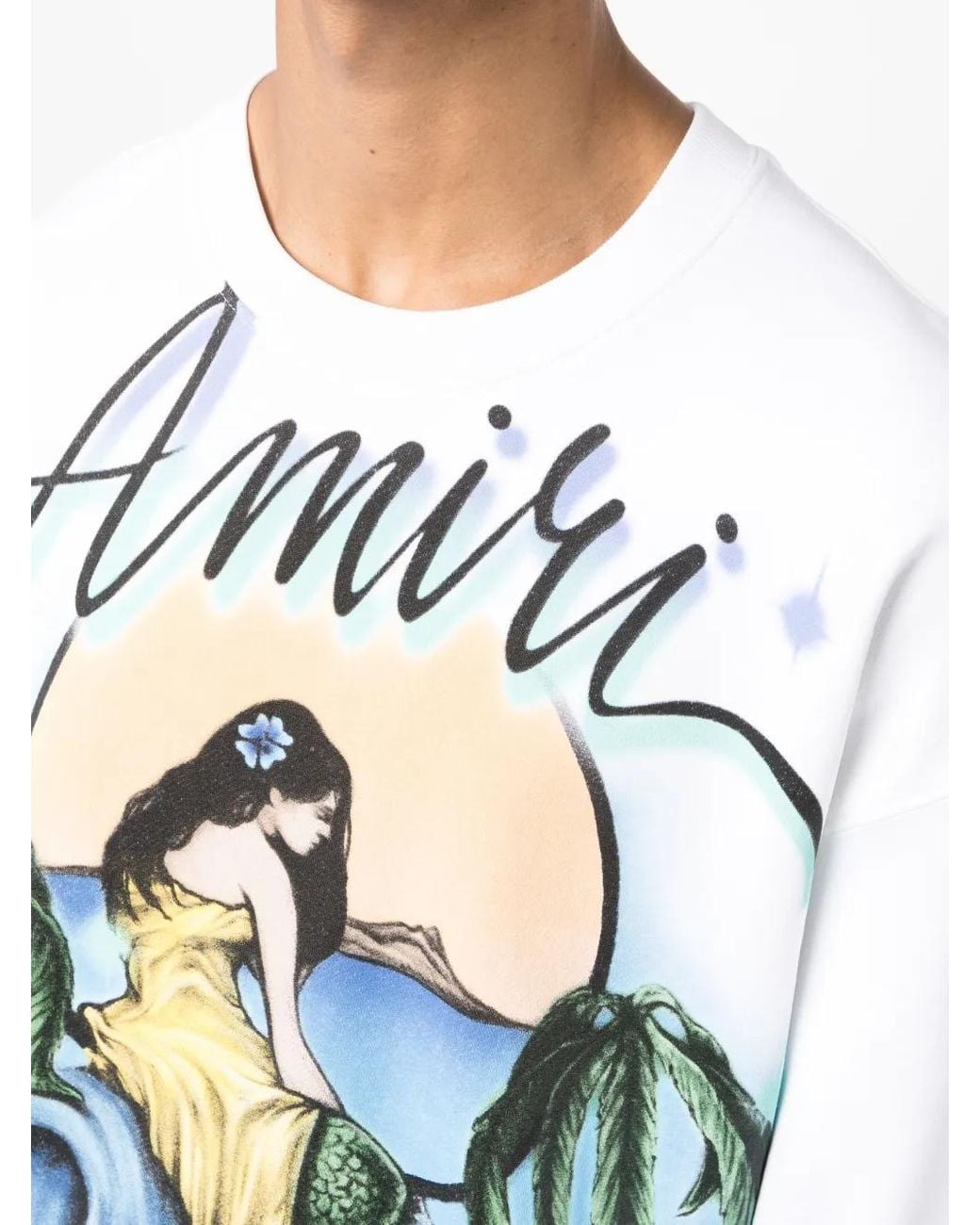 Amiri Blue Mermaid Logo-Print Crew-Neck Sweatshirt for men