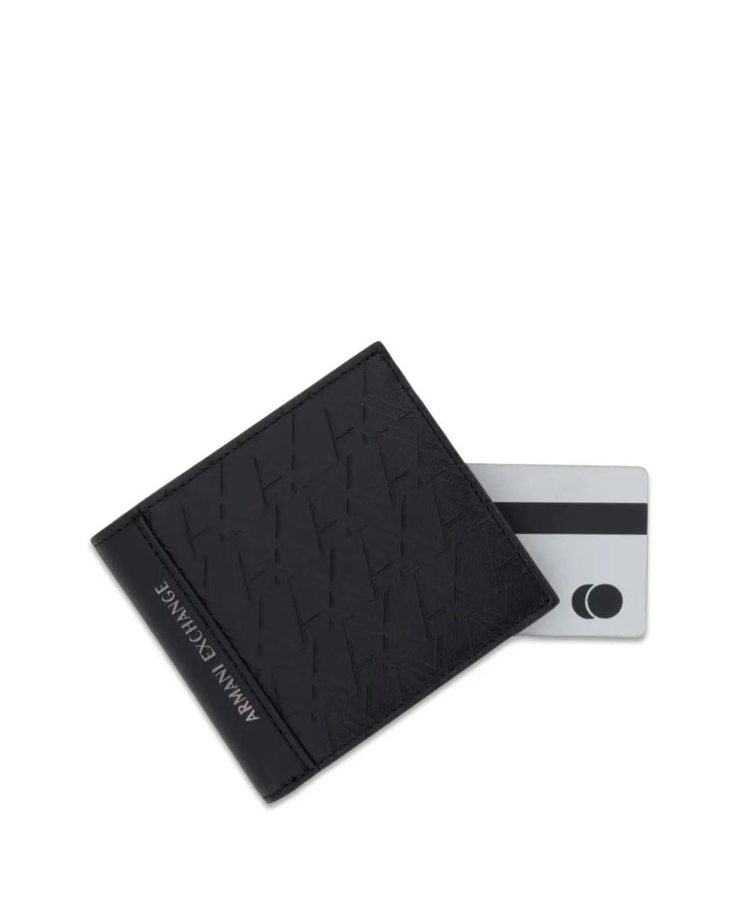 ARMANI EXCHANGE Black Monogram-Embossed Wallet for men