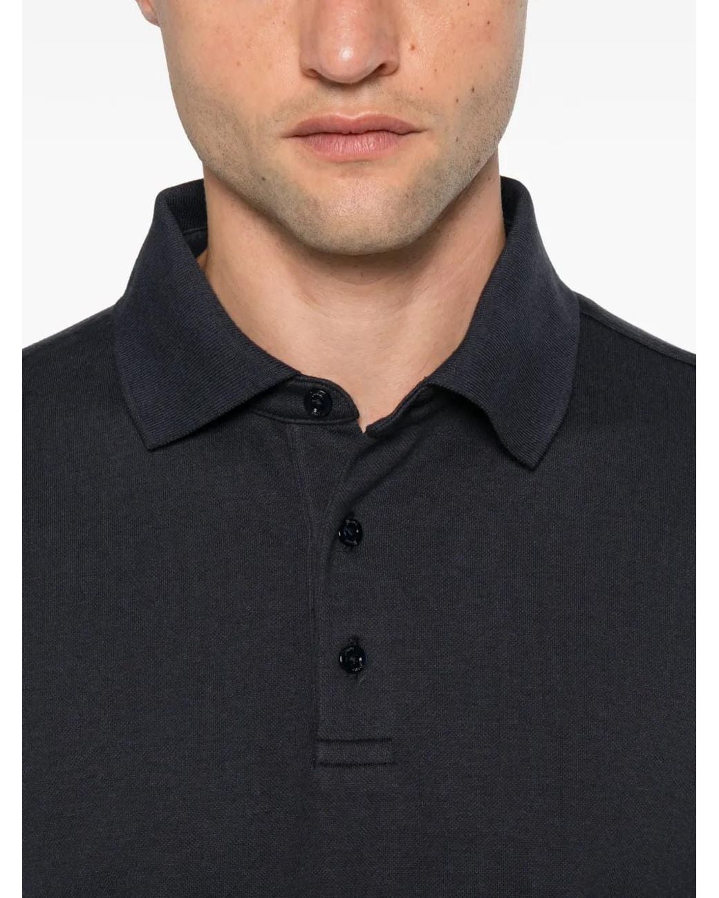 Herno Blue Long-Sleeve Polo Shirt for men