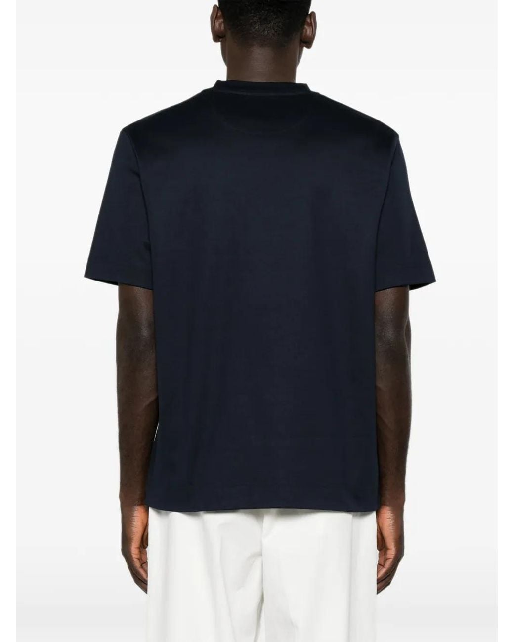 Fendi Blue Logo-Embroidered T-Shirt for men