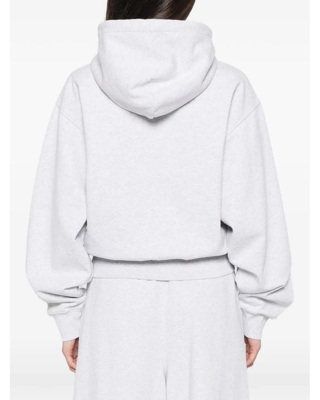 Alexander Wang White Crystal Drawcord Zip-Up Hoodie