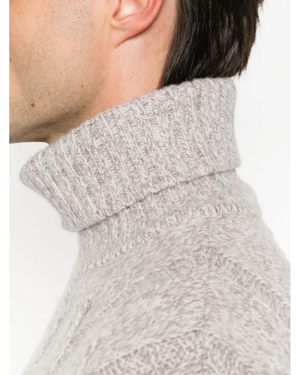 Eleventy White Turtleneck Cable-Knit Sweater for men