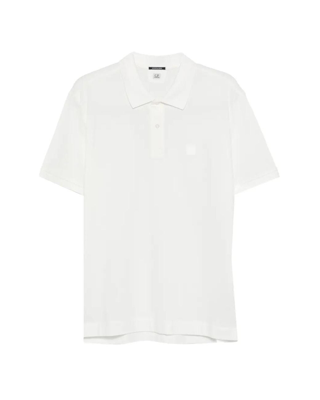 C P Company White Short-Sleeve Logo-Patch Polo Shirt for men