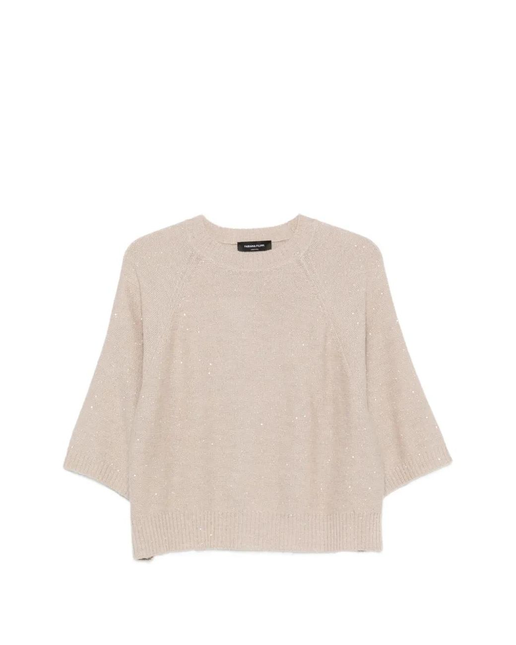 Fabiana Filippi Natural Sequin-Embellished Raglan-Sleeve Sweater