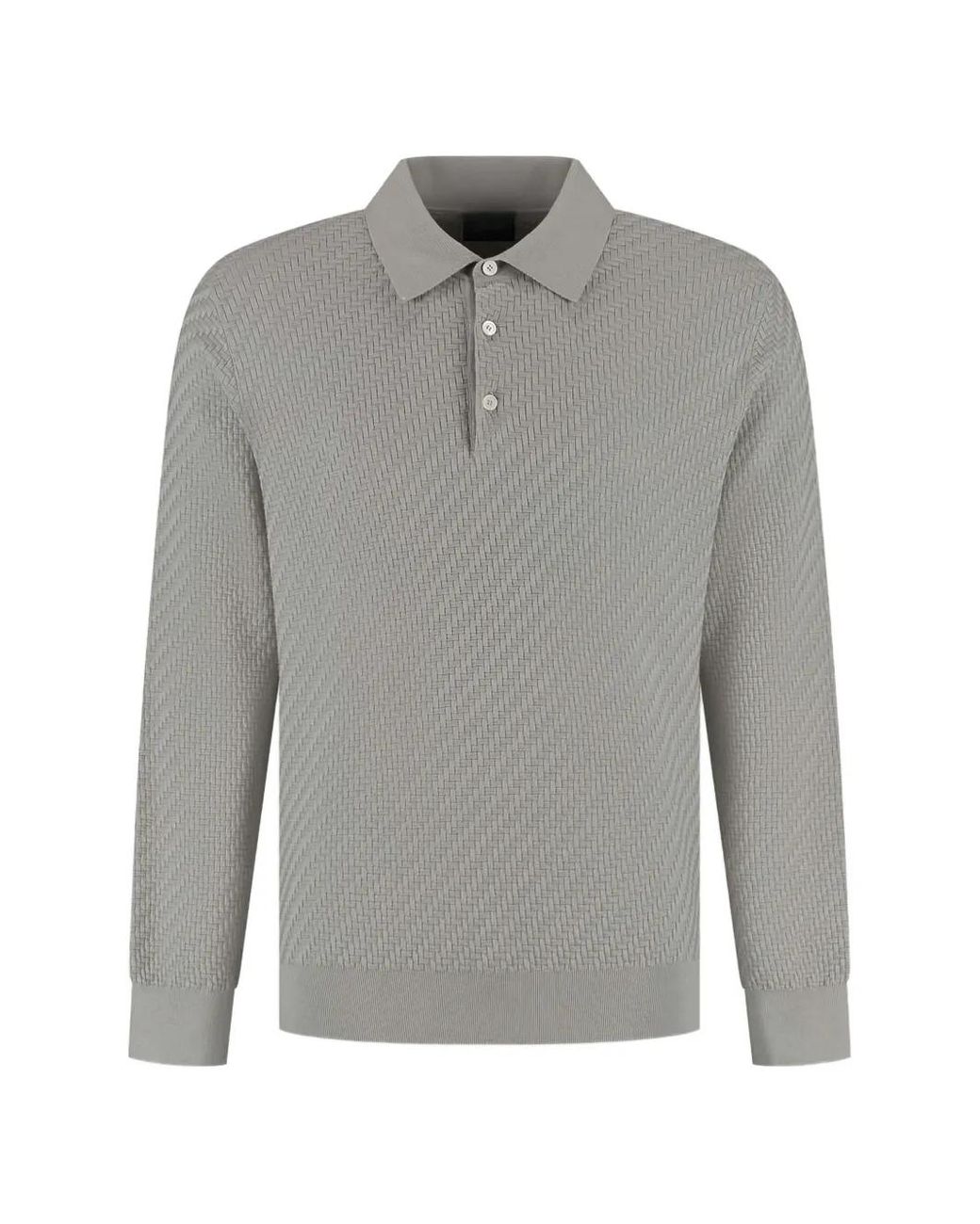 Brioni Gray Buttoned Long-Sleeve Polo Shirt for men
