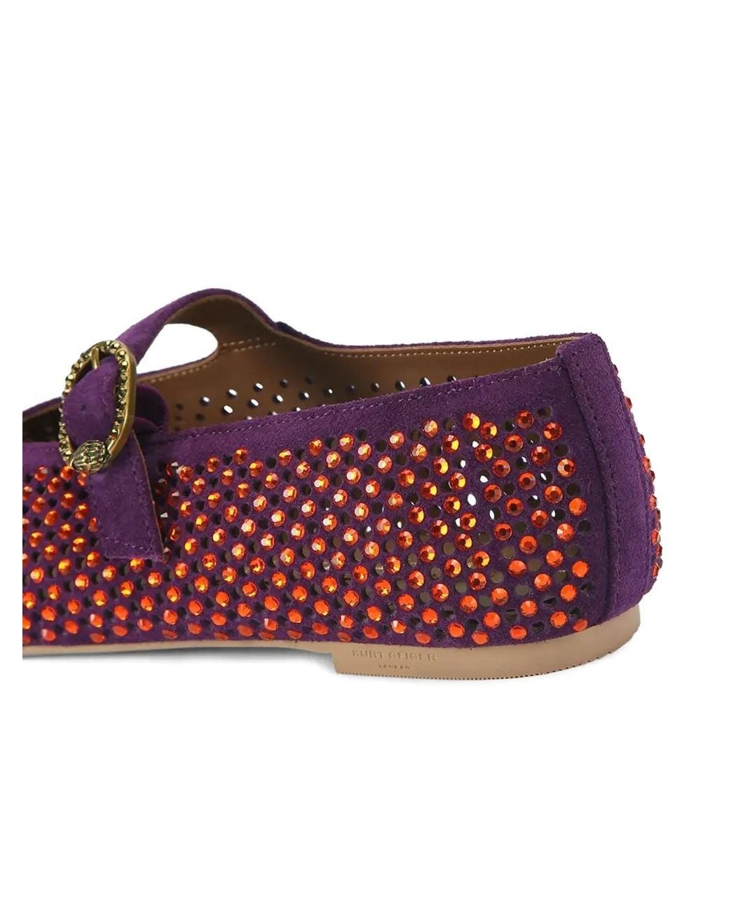 Kurt Geiger Purple Mayfair Crystal-Embellished Ballet Flats