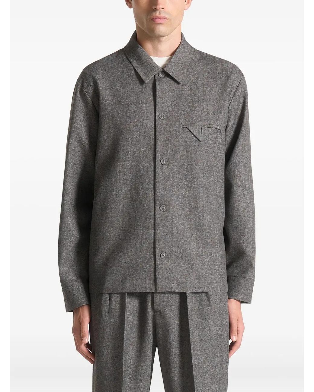 Manière De Voir Gray Leo Textured Tailored Shirt for men
