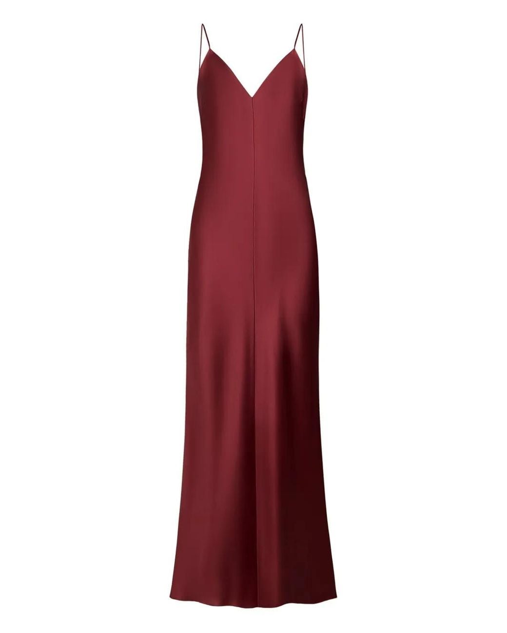 12 STOREEZ Red Spaghetti-Strap Silk Dress