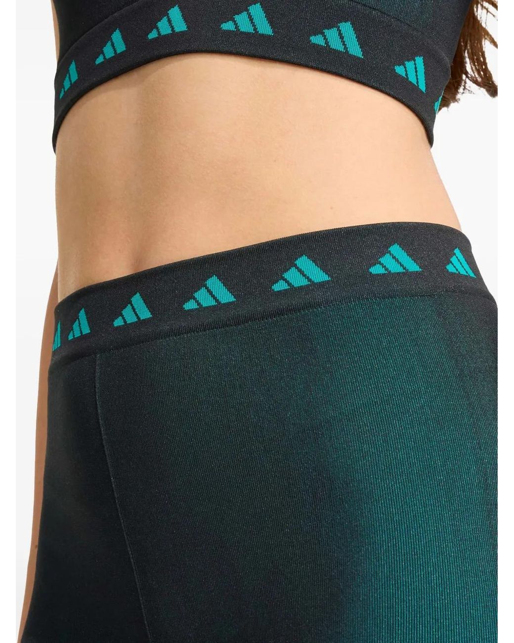 Adidas Green Logo-Waistband Leggings