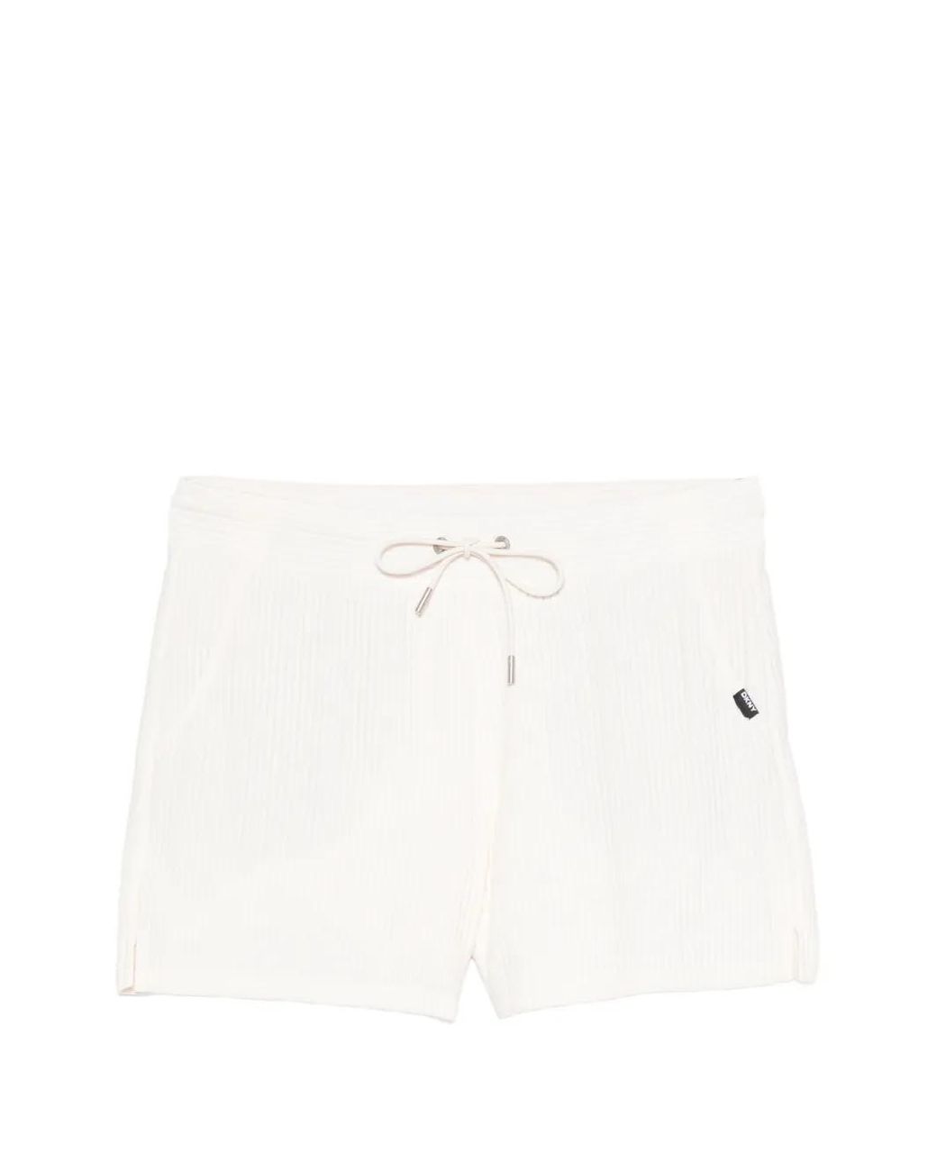 DKNY White Ribbed Drawstring Shorts
