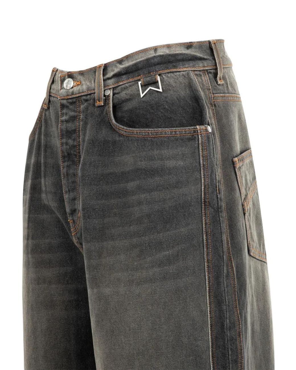 Rhude Gray Whiskering-Effect Jeans for men
