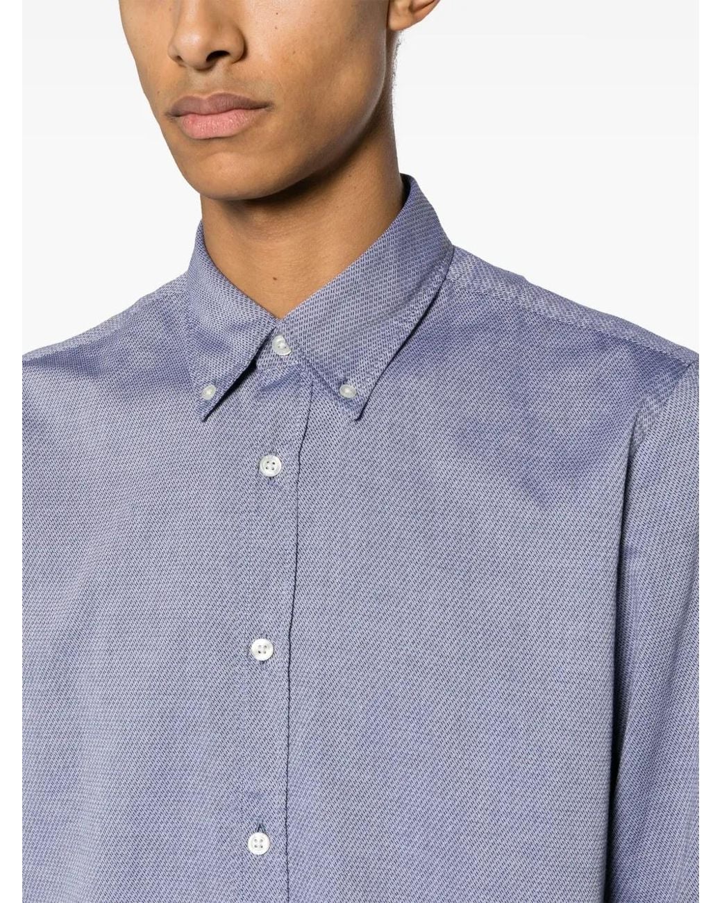 Boss Blue Pattern-Jacquard Cotton Shirt for men