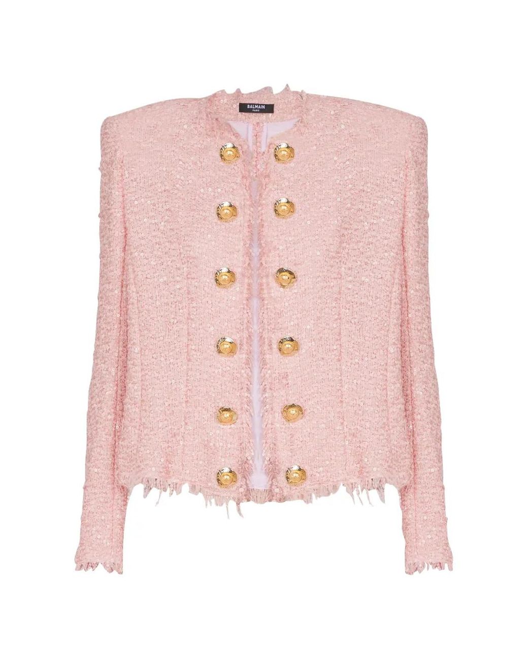 Balmain Pink Tweed Sequinned Blazer