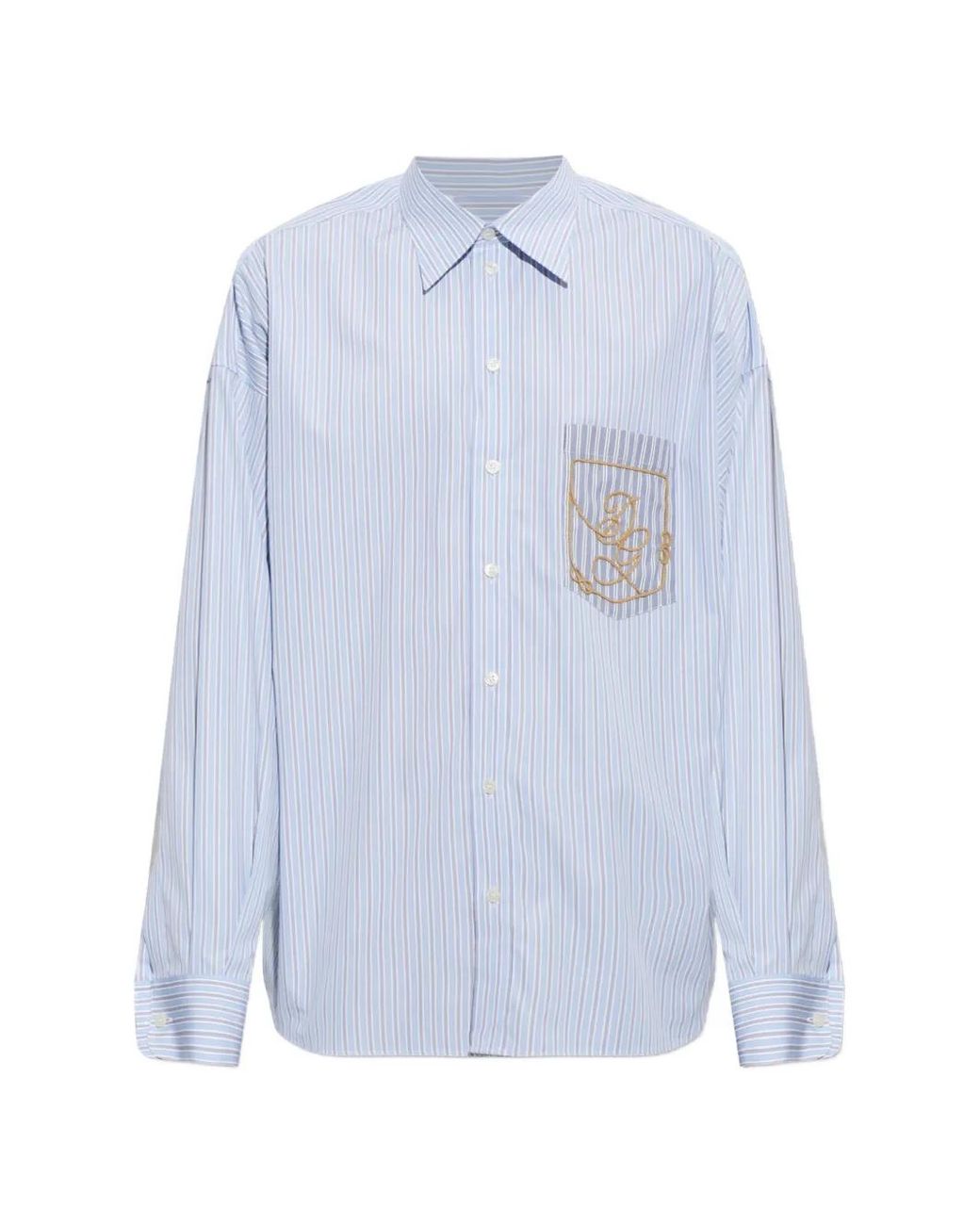 Dolce & Gabbana Blue Striped Poplin Shirt for men