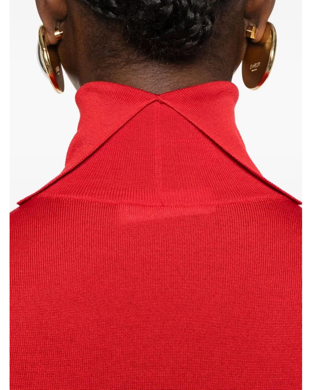 Jil Sander Red Turtleneck Knitted Sweater
