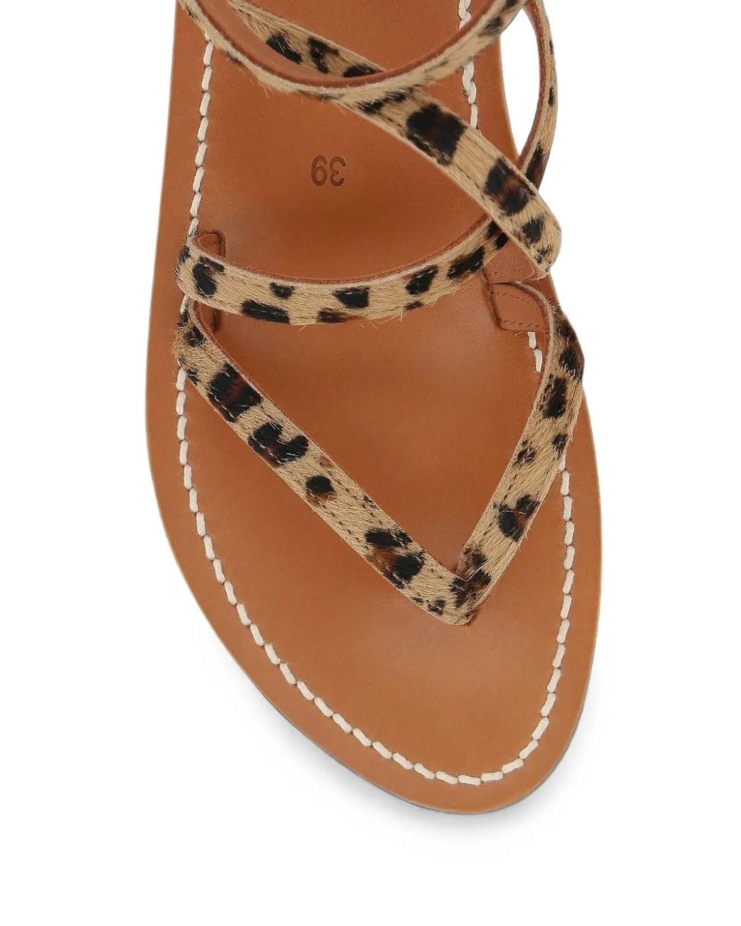 K. Jacques Brown Epicure Leopard-Print Calf Hair Sandals