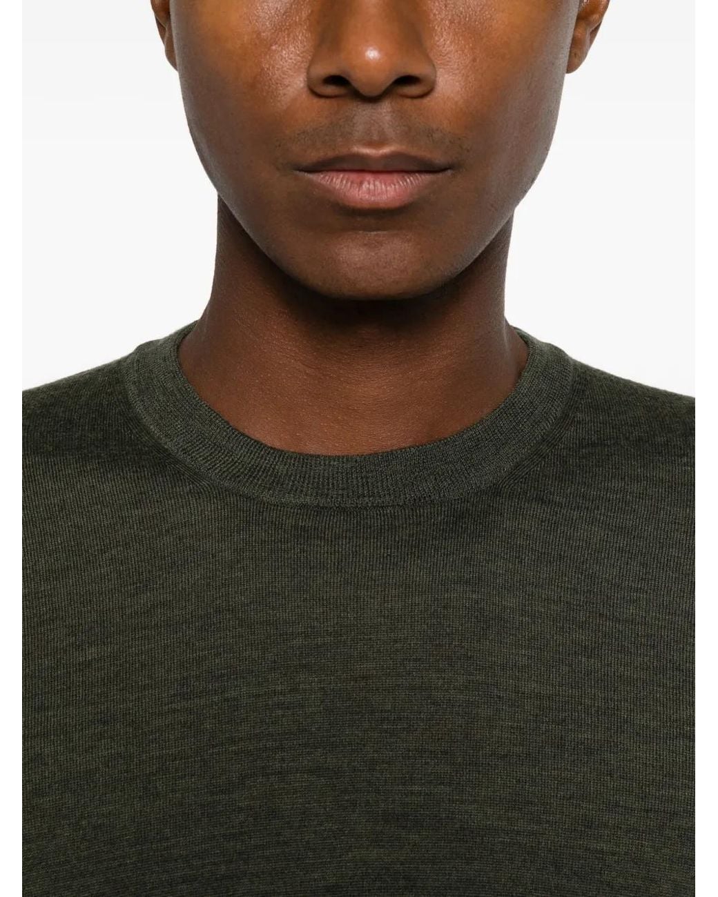 Gran Sasso Green Crew-Neck Long-Sleeve Sweater for men