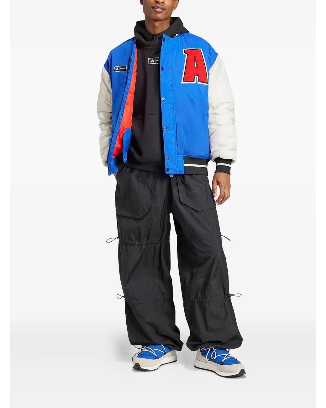 Adidas Blue Press-Stud Fastening Bomber Jacket