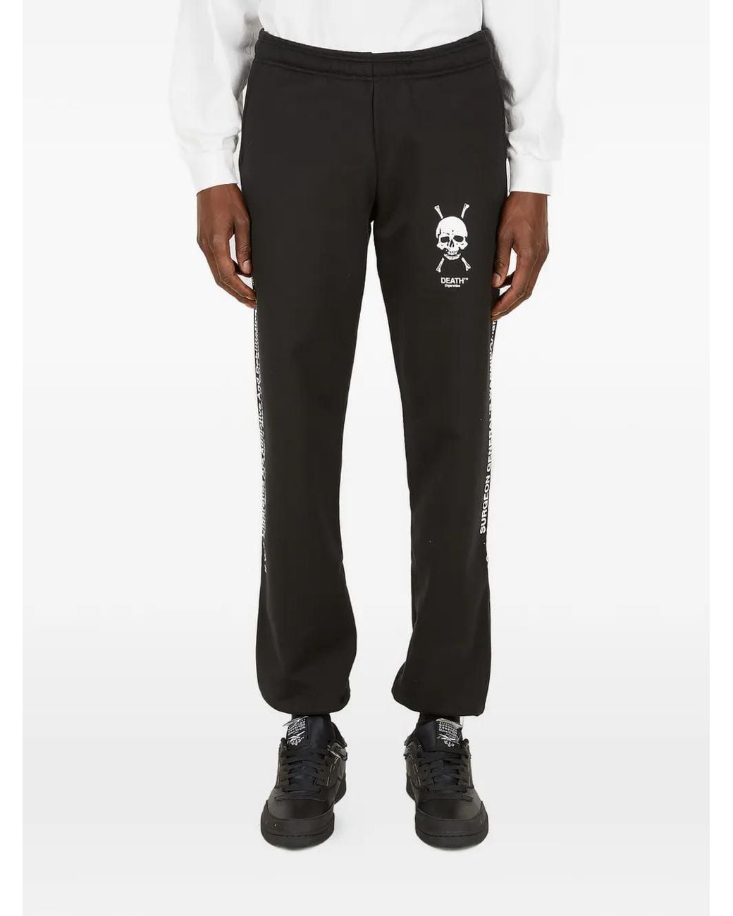 Death Cigarettes Black Skull Logo Print Trousers for men