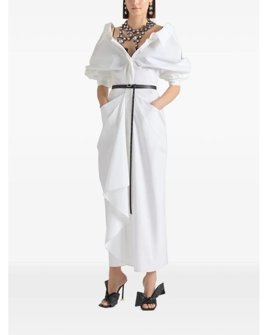 Givenchy Slashed Popeline Maxi-Blousejurk in het White
