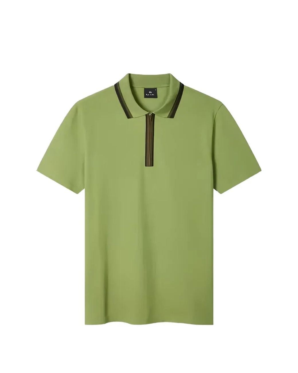 Paul Smith Green Khaki Contrast Tipping Zip Polo Shirt for men