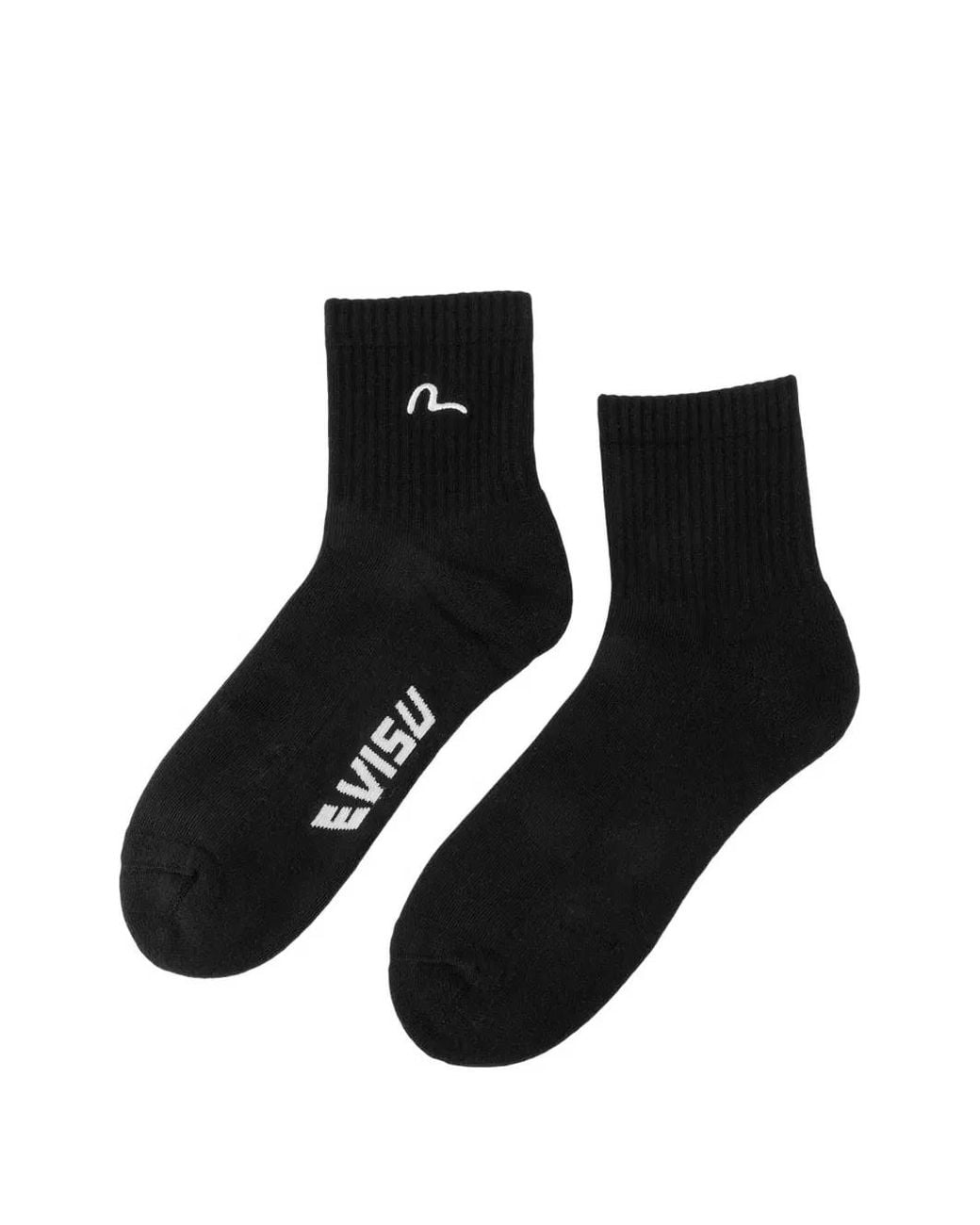 Evisu Black Seagull Logo-Embroidered Socks
