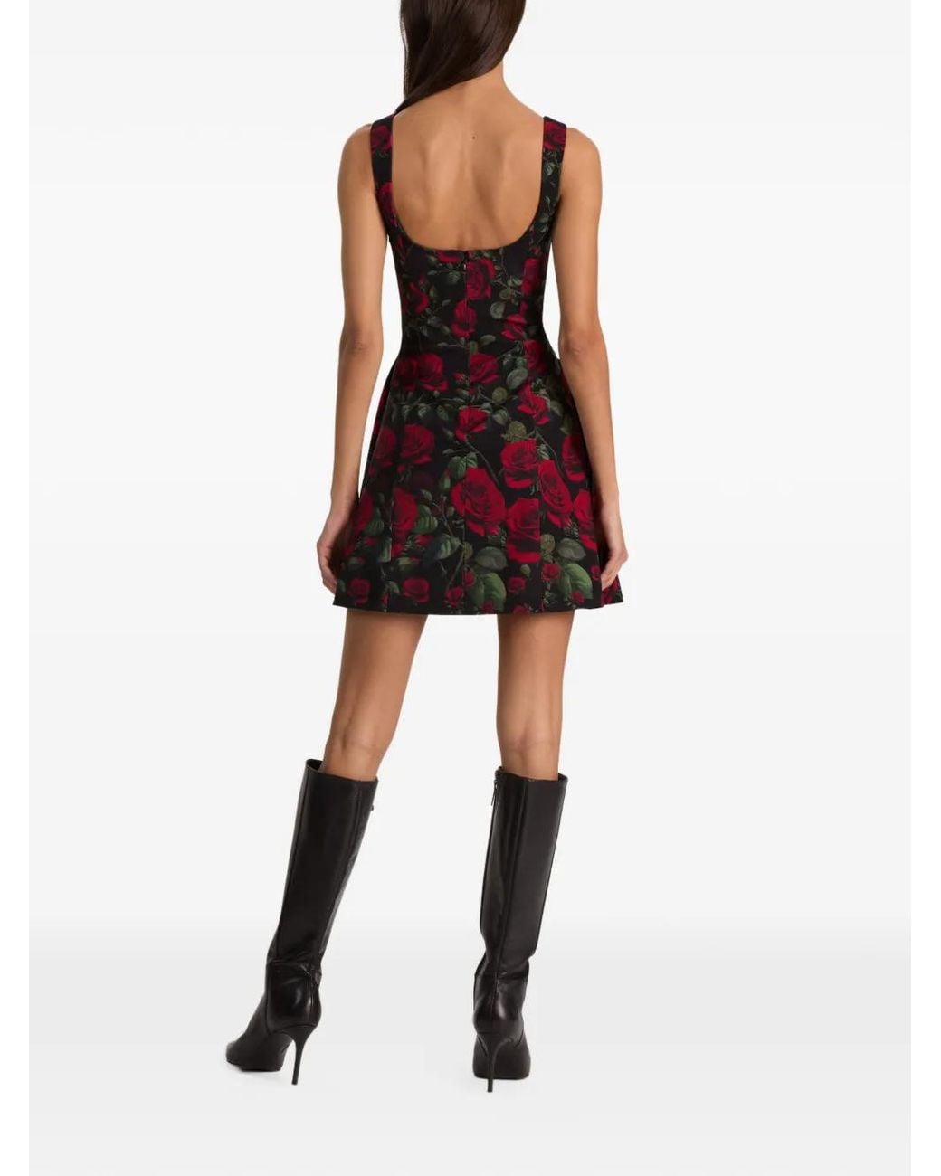 Alice + Olivia Red Vera Floral-Print Mini Dress
