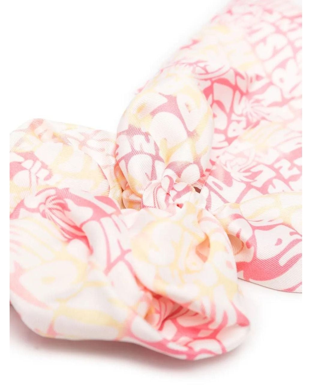 Lanvin Pink Logo-Print Knot-Detailed Scrunchie