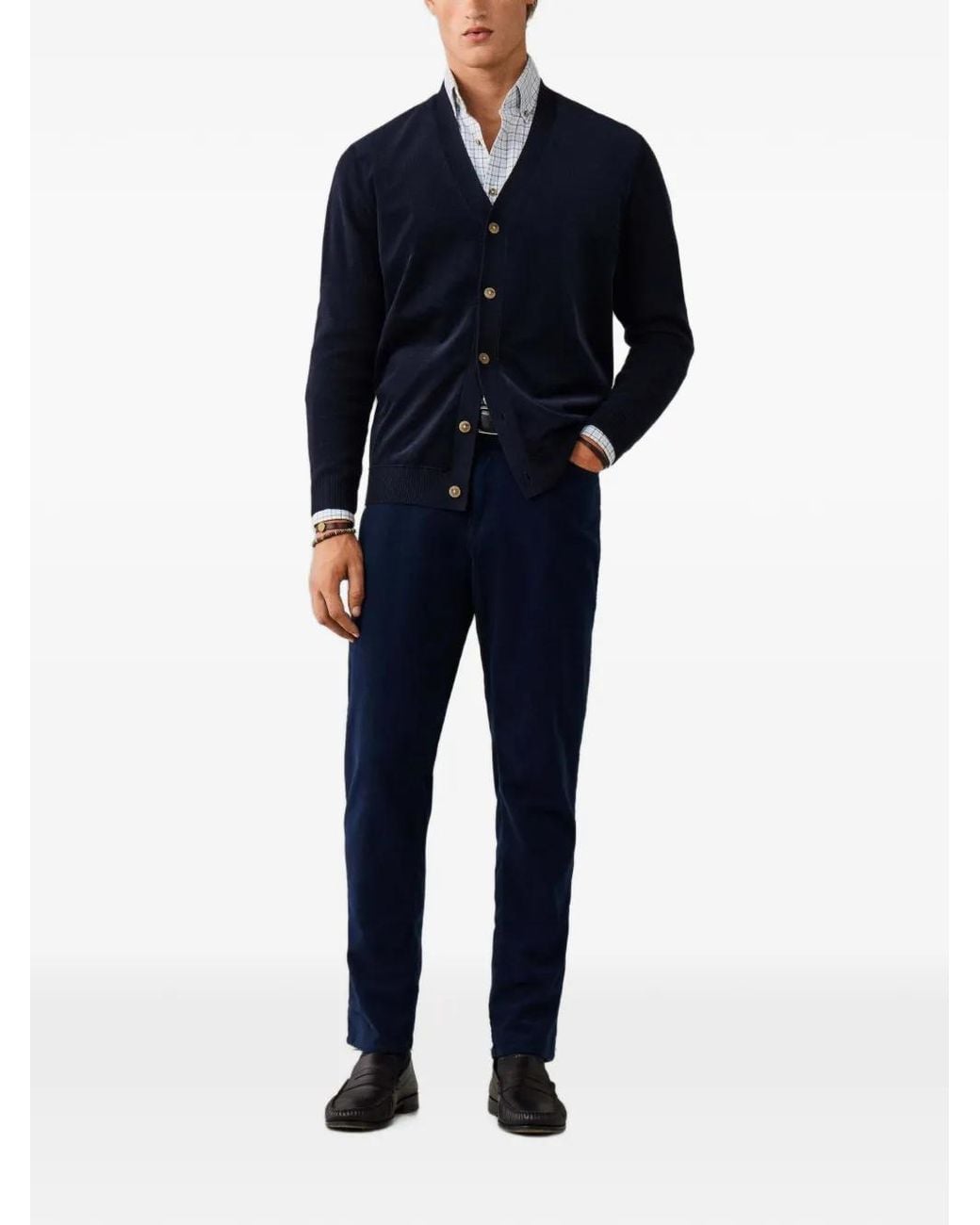 Hackett Blue V-Neck Cardigan for men