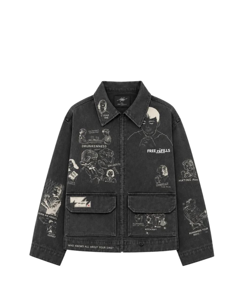 Free Refills Black Miracle Graphic-Print Jacket for men