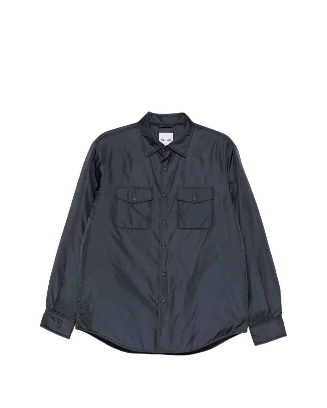 Aspesi Blue Button-Up Pocket-Detail Shirt for men