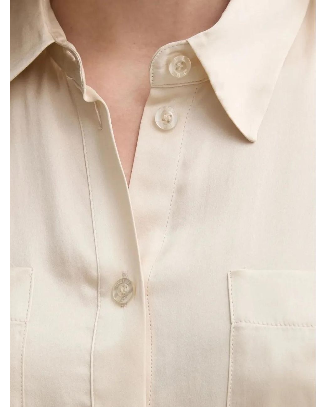 Gestuz Natural Pocket-Detail Satin Shirt