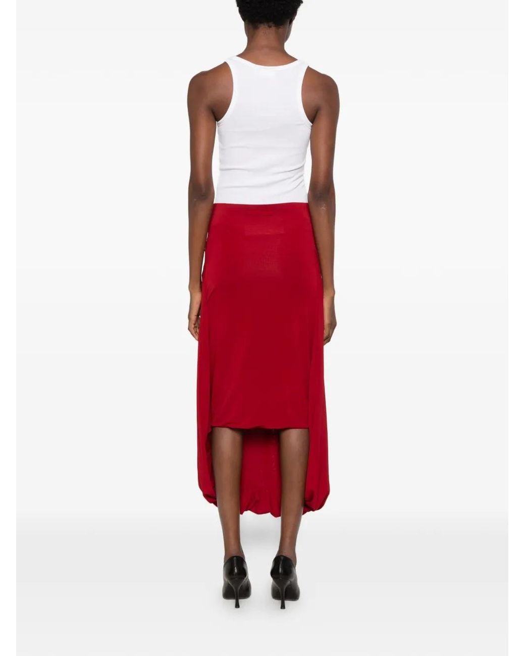 Jean Paul Gaultier Red Draped Asymmetric Skirt