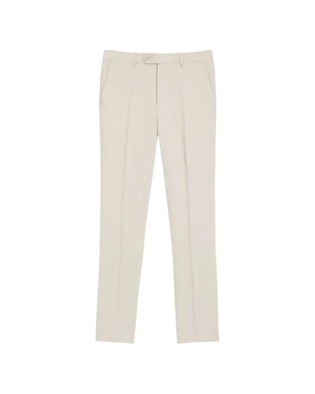 Boss White Slim-Fit Pants With Micro Pattern for men