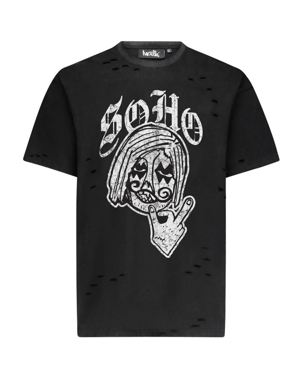 Haculla Black Soho Distressed T-Shirt for men