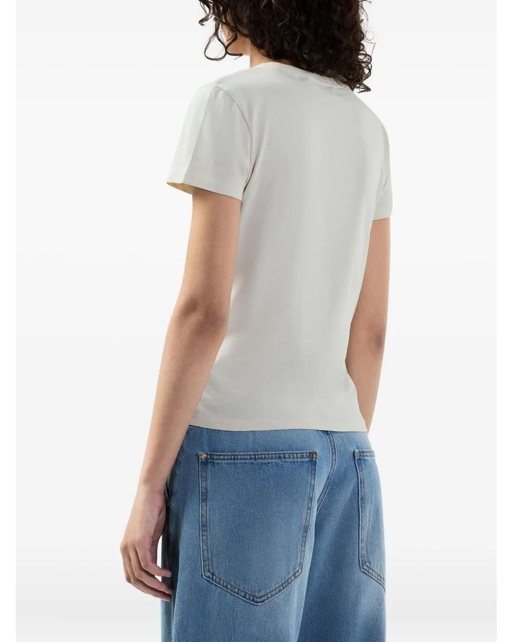 Gcds White T-Shirt Mit Patch