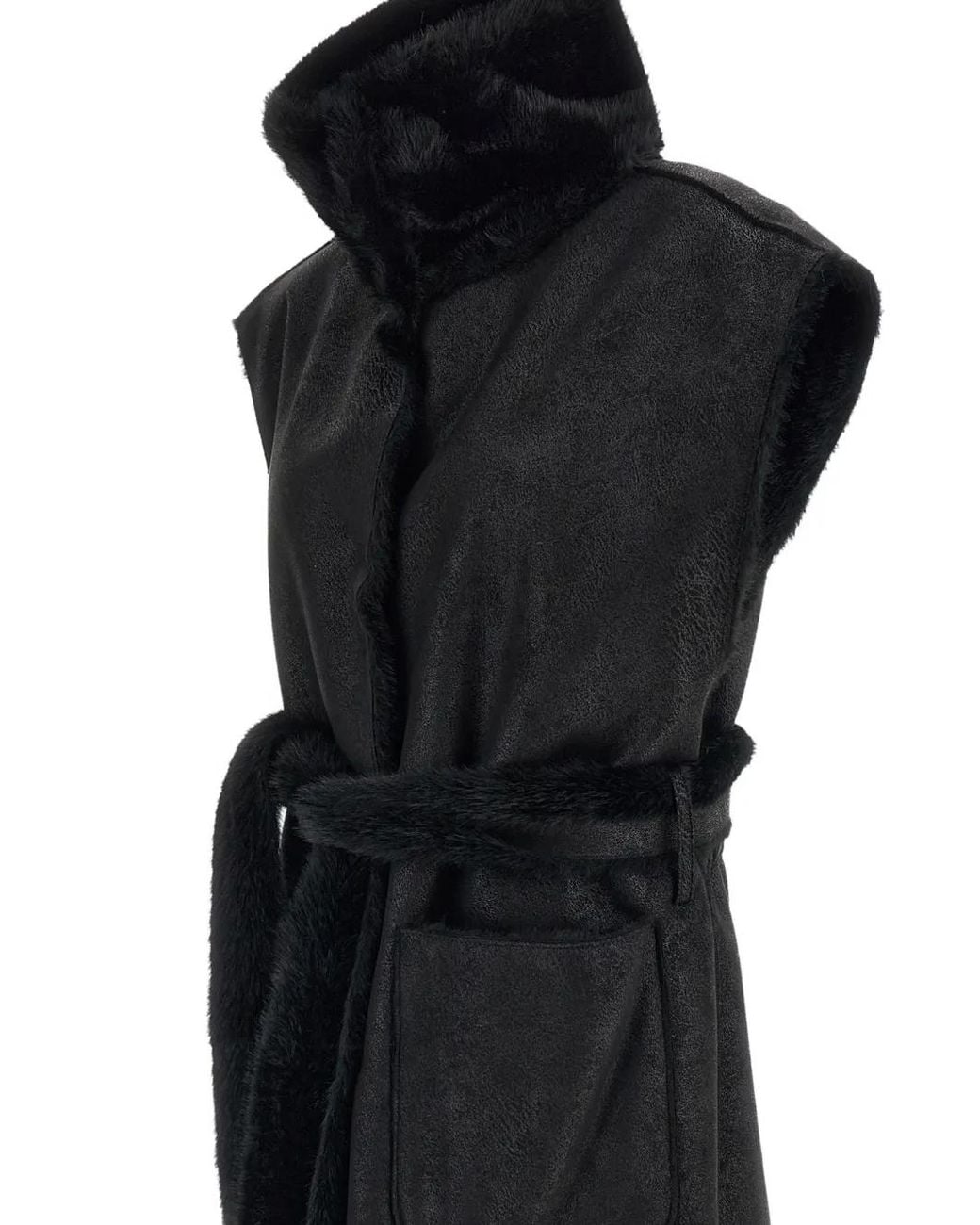 Stand Studio Black Reversible Belted Coat